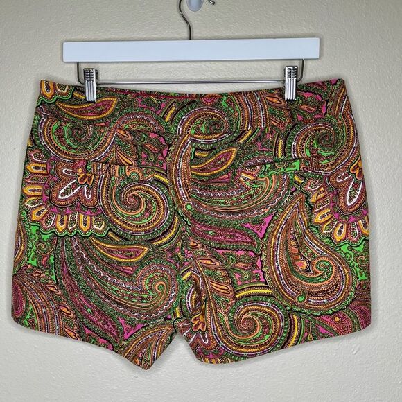 J Crew Bright Paisley Cotton Chino Shorts 5 Inch Women Size 10 Side Zip Preppy - Picture 6 of 14